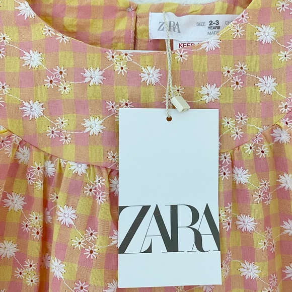 SOLD ZARA Kids | Gingham Daisy Midi Dress | 2-3T | NWT - Picture 3 of 5